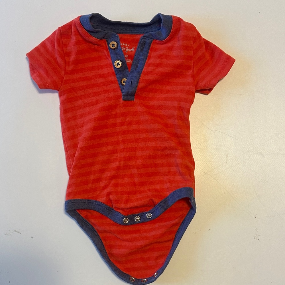 Cat & Jack Red Bodysuit with Blue Trim